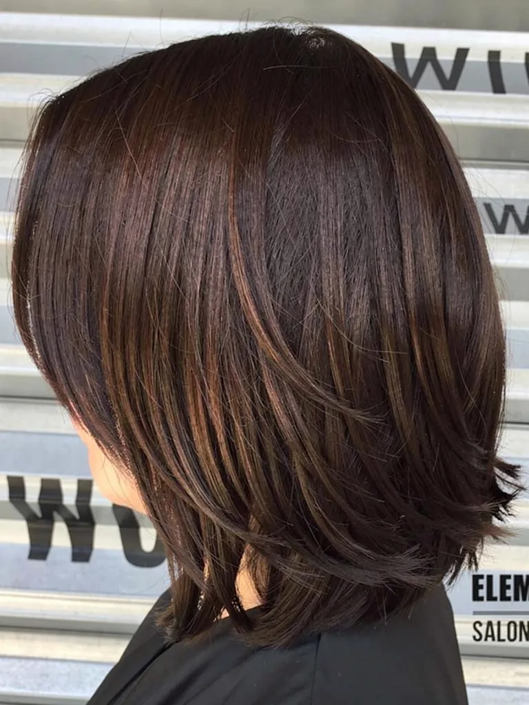 Layered Shoulder-Length Bob with Caramel Highlights